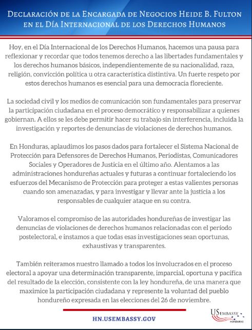 Embajada de EEUU elecciones en Honduras