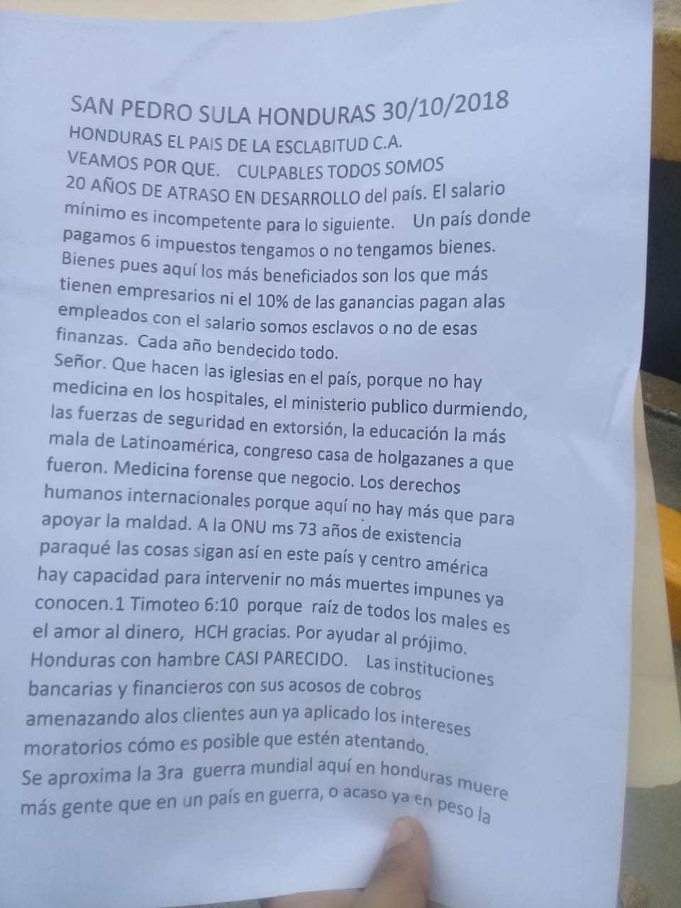 crisis económica lanzar puente hondureño