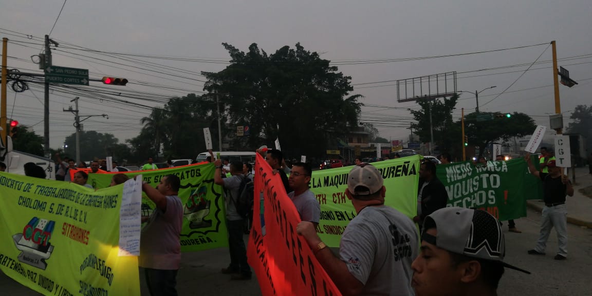 manifestantes en Villanueva y Choloma