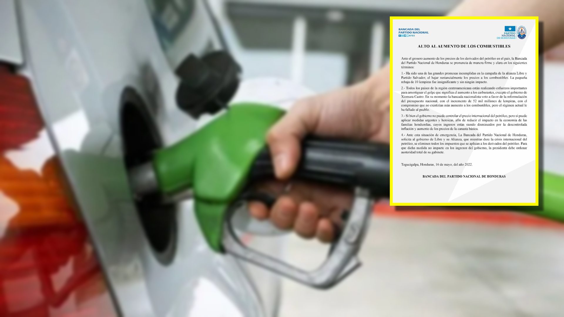 Partido Nacional combustibles comunicado