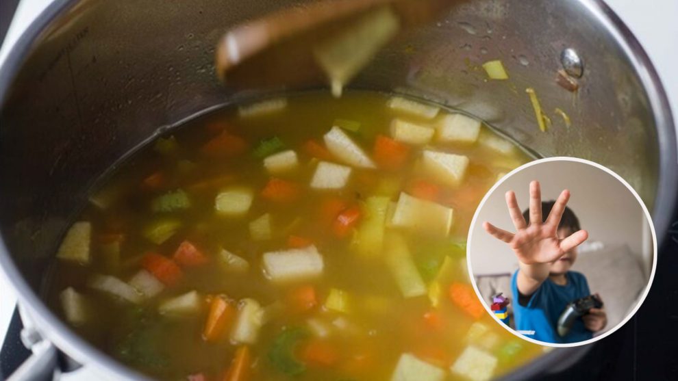 Menor cae a olla de sopa