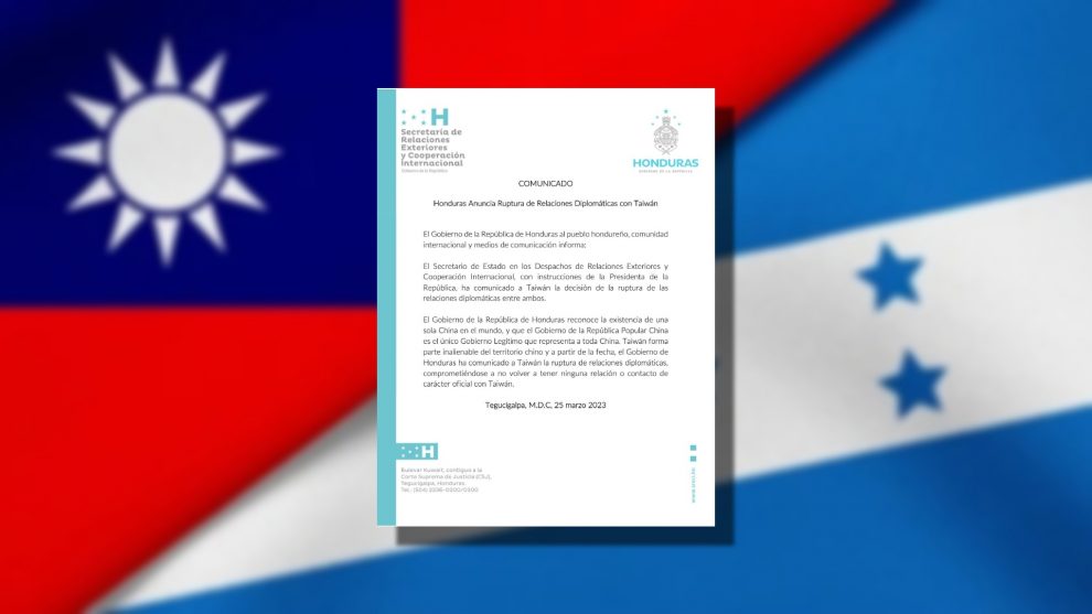 honduras y taiwan rompen relaciones diplomaticas