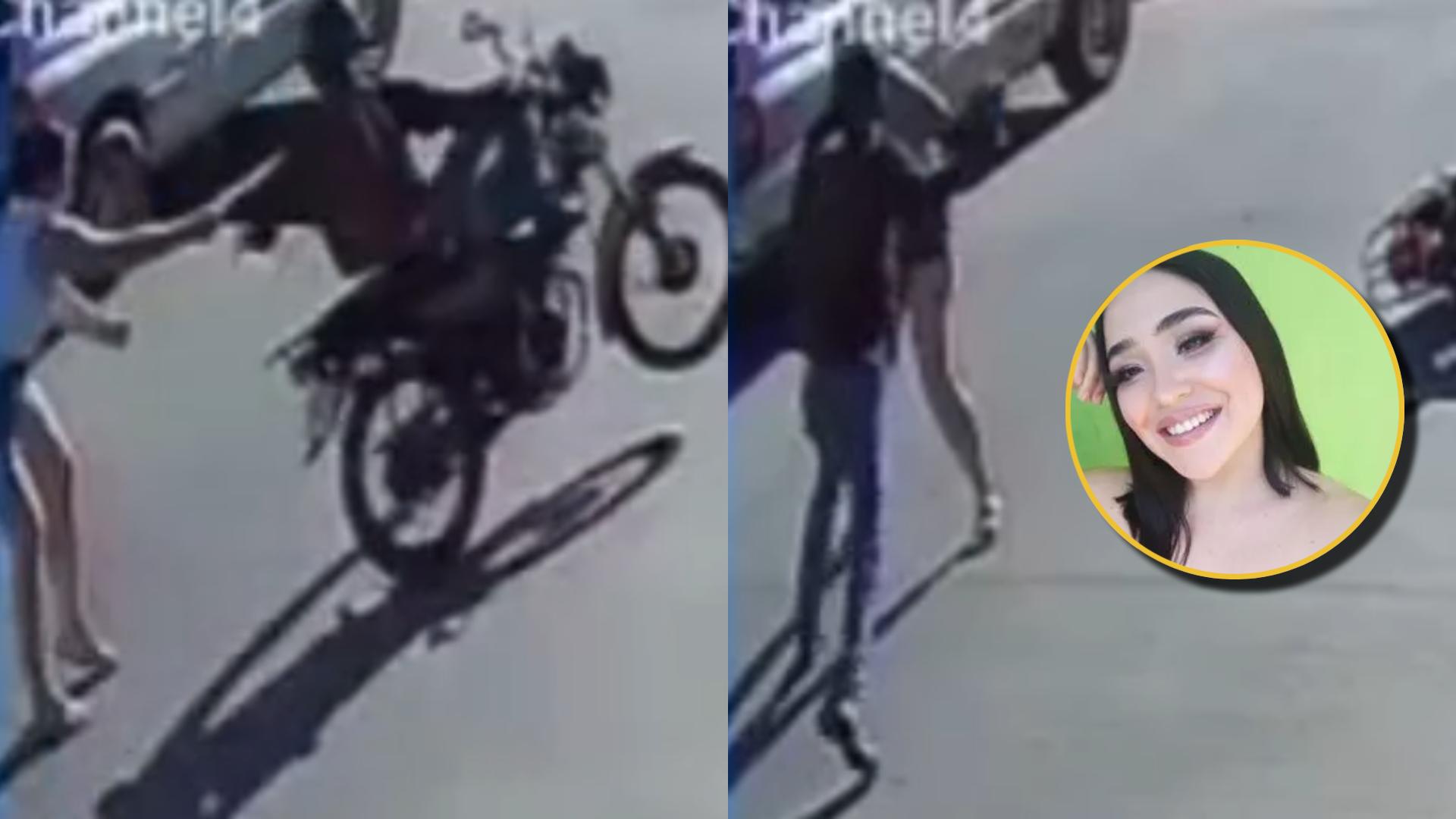 mujer se enfrenta con motociclista