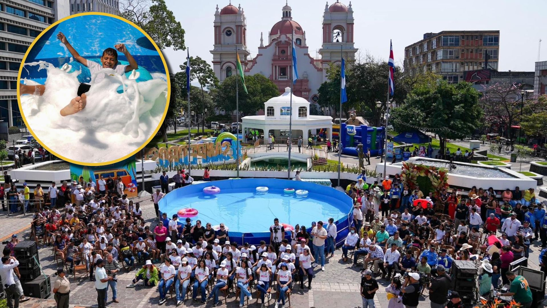 Alcaldía de San Pedro Sula habilita grandes piscinas en el Parque Central