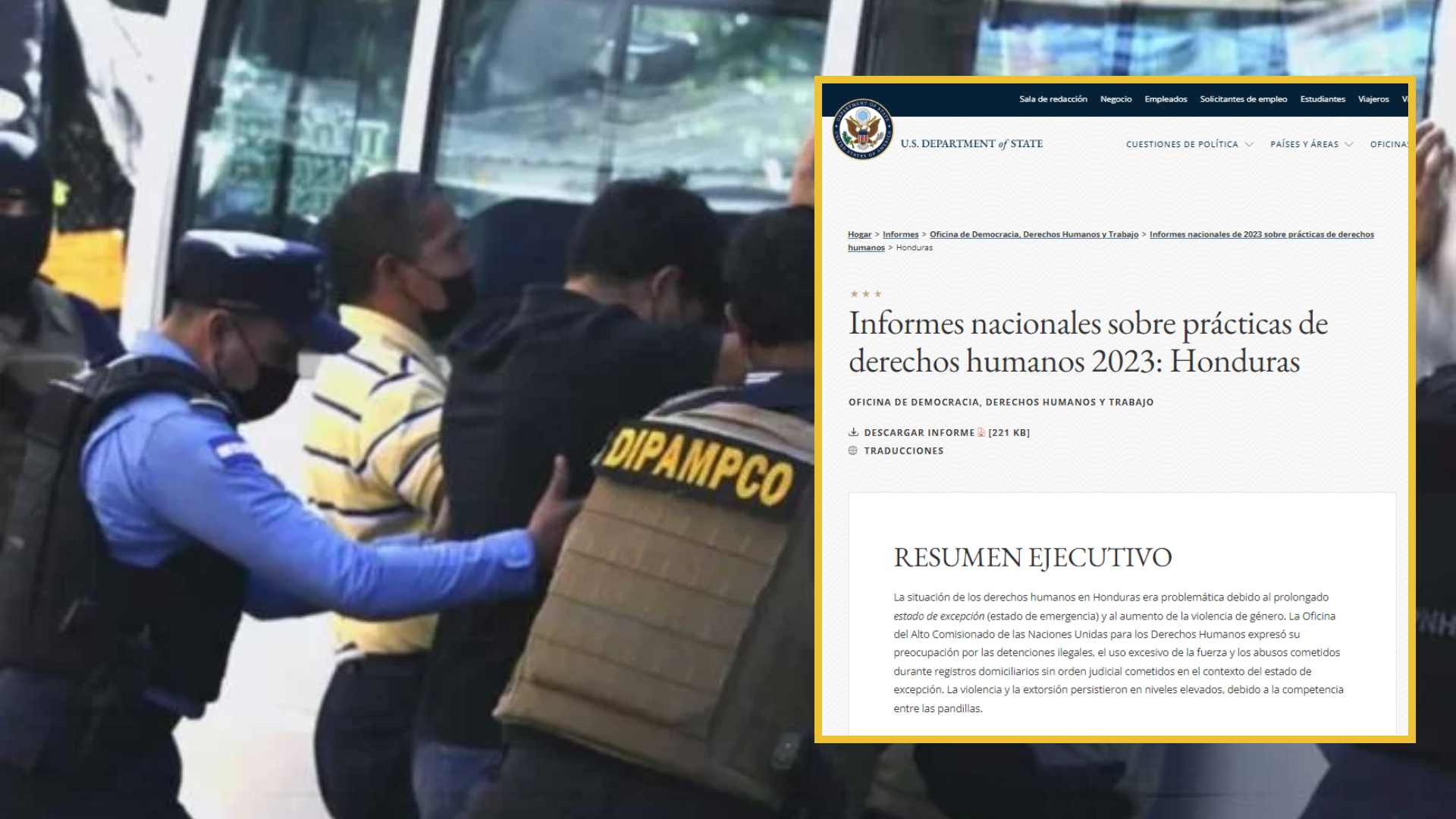 Departamento de Estado de EEUU publica informe sobre la violación de los DDHH en Honduras durante el estado de excepción