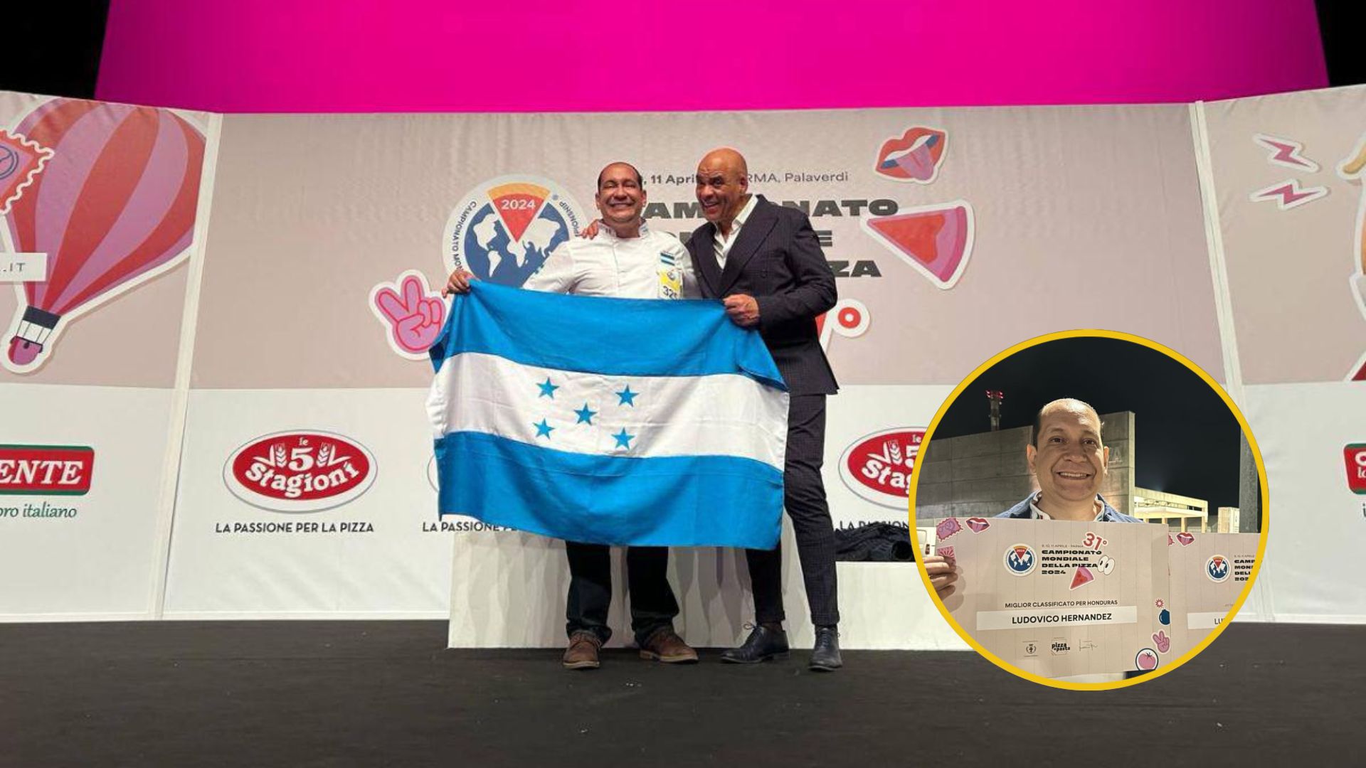 Ludovico Hernandez es el hondureño que recibió un reconocimiento en el Campeonato Mundial de Pizza en Italia