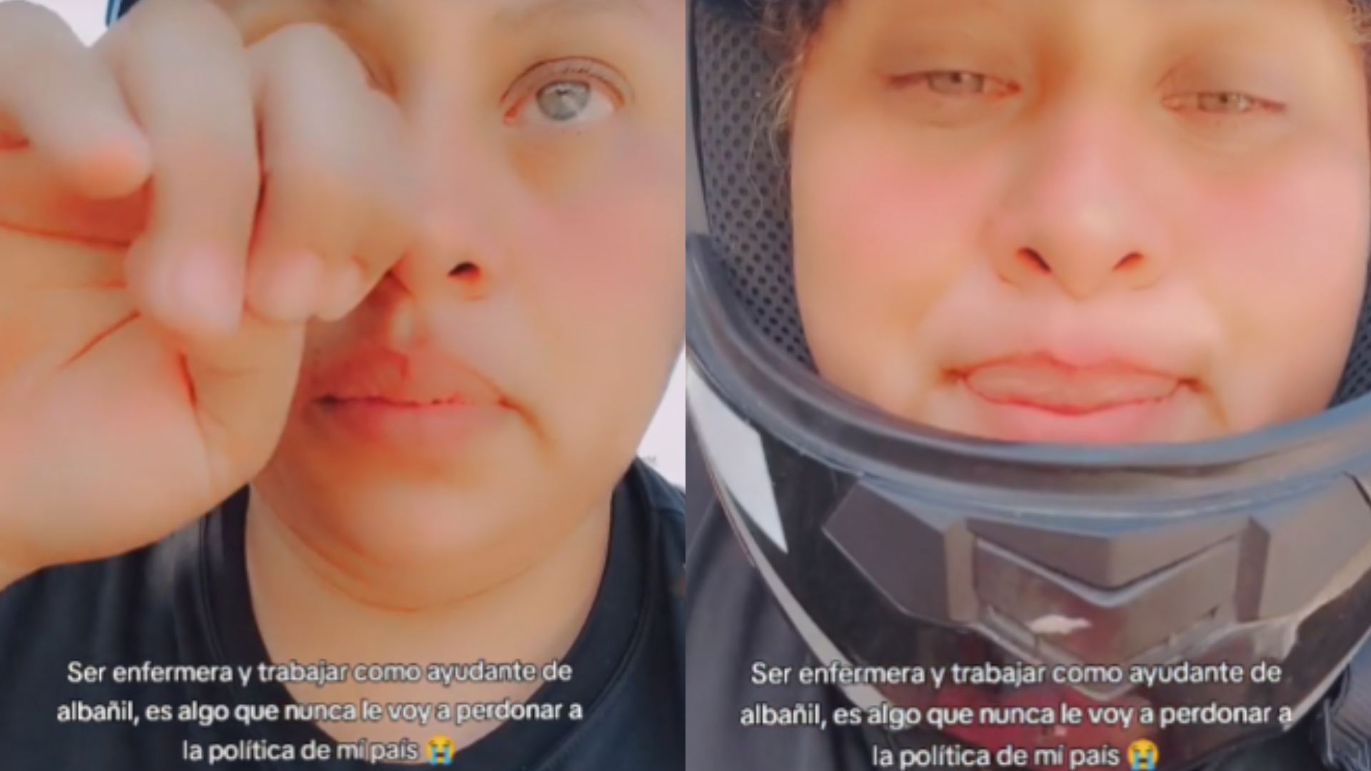 Enfermera hondureña trabaja como asistente de albañil
