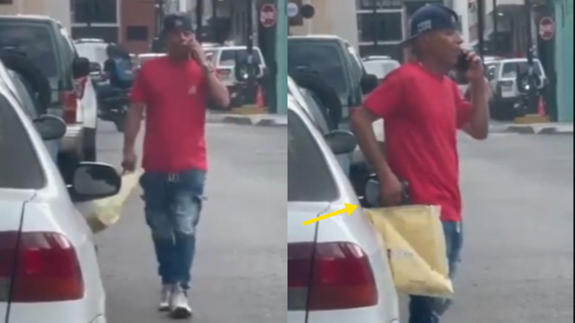 VIDEO | Hombre roba retrovisor mientras habla por teléfono