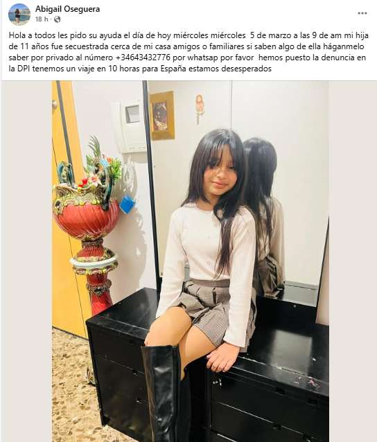 niña hondureña desaparecida